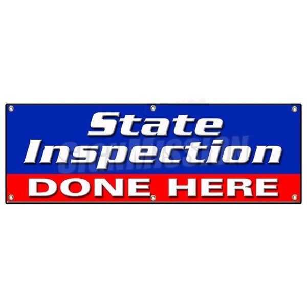 STATE INSPECTION DONE HERE BANNER SIGN law inspector